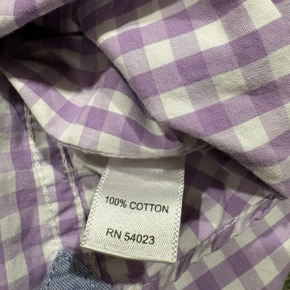 Banana Republic Purple White Check Button Up Shirt Sz M Cotton Preppy Classic